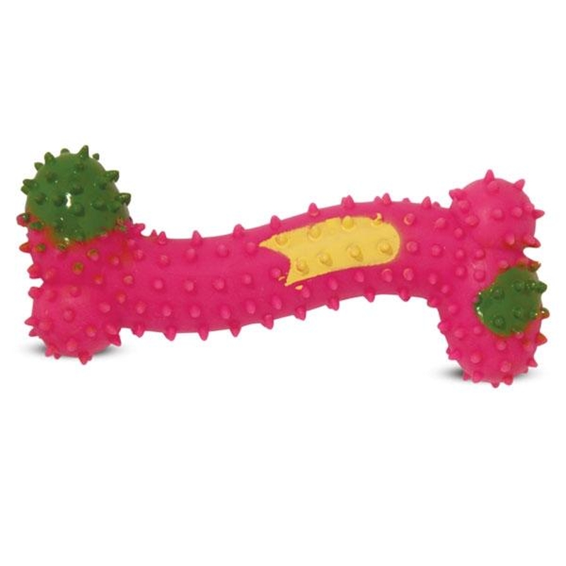 Игрушка для собак из резины Кость шипованная разноцветная