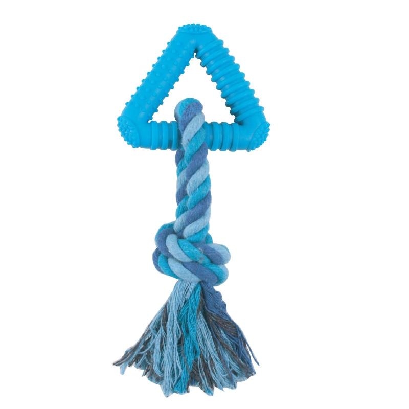 Игрушка для собак из резины Треугольник с веревкой