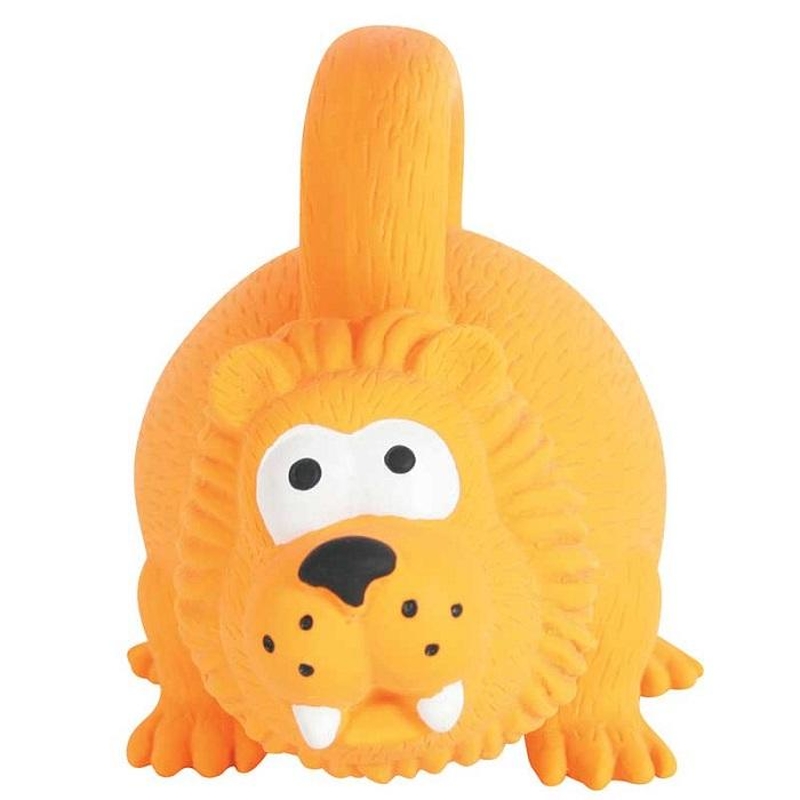 Золюкс Игрушка латексная Лев с ручкой оранжевая