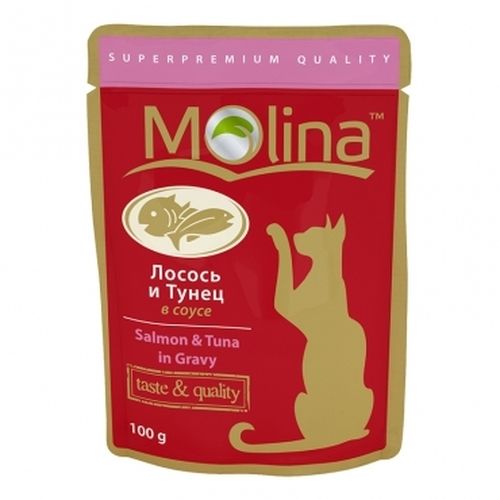 Влажный корм Molina для кошек Лосось и тунец в соусе