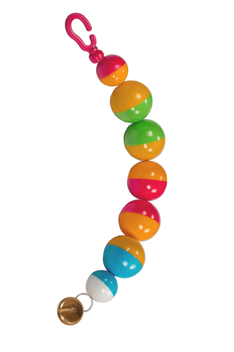 Игрушка для попугаев на тросике с колокольчиком "7 шариков" Данко