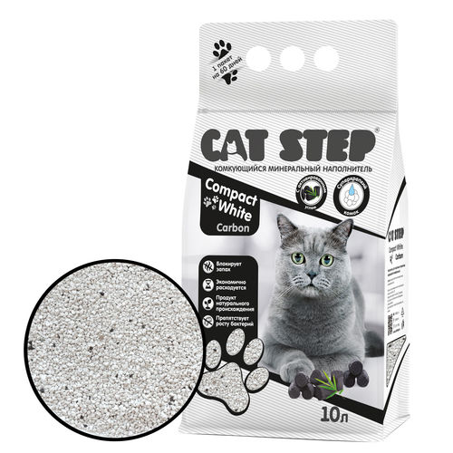 Комкующийся минеральный наполнитель Cat Step Compact White Carbon 