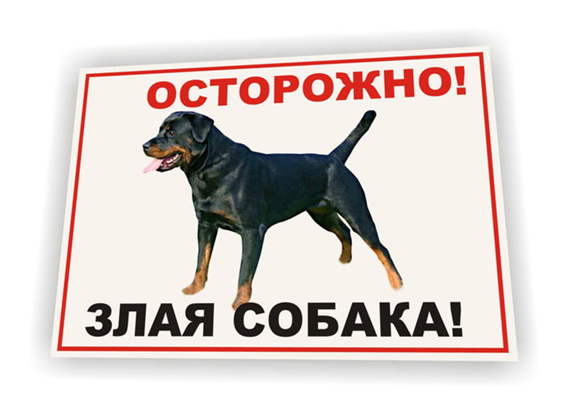 Информационная табличка Данко "Осторожно! Злая собака" ротвейлер